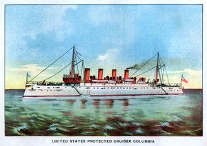 Beschermde kruiser Columbia van de Verenigde Staten, ca. 1890s door Unbekannt