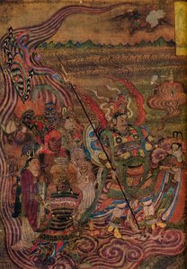 Vaishravana reist over de golven, uit de Grotten van de Duizend Boeddha