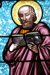 Vault de Lugny kerk. Glas-in-loodraam. Simon de Zeloot door Unbekannt
