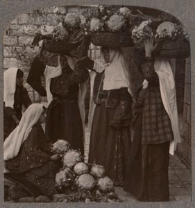 Groenteverkopers, Jeruzalem, ca. 1900 door Unbekannt