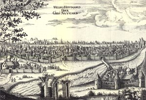 Velikiy Novgorod Illustratie uit Reizen naar de Grote Hertog van Moskou en de Koning van Perzië door Adam Olearius, 1656 door Unbekannt