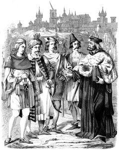 Vice-kanselier en studenten van verschillende nationaliteiten aan de Universiteit van Praag, 1849 door Unbekannt