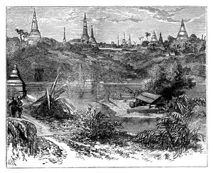 Uitzicht nabij Rangoon, Birma, ca. 1888