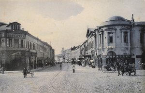 Uitzicht op Arbatstraat in de winter, Moskou, Rusland, begin 20e eeuw