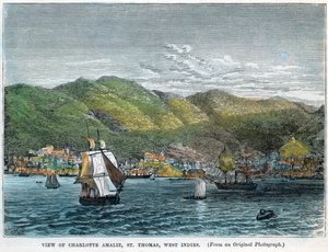 Uitzicht op Charlotte Amalie, St. Thomas, West-Indië door Unbekannt
