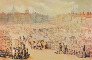 Uitzicht op Smithfield Market, Londen, 1810