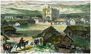 Uitzicht op Tiahuanaco, nabij het Titicacameer, Bolivia, ca. 1880 door Unbekannt
