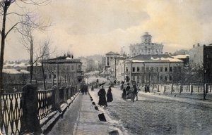 Uitzicht op Znamenka-straat in de winter, Moskou, Rusland, begin 20e eeuw door Unbekannt