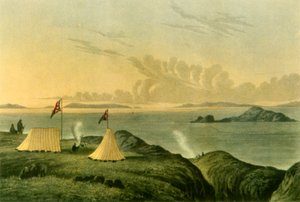 Uitzicht op de Noordelijke IJszee vanaf de monding van de Copper Mine River, middernacht, juli 1821 door Unbekannt