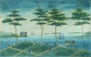 Gezicht op de Battery, New York, 1800-1850