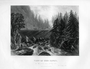 Uitzicht op het kanaal, bij de Little Falls Mohawk River, New York State, 1855 door Unbekannt