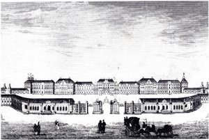 Uitzicht op het Catharinapaleis in Tsarskoye Selo, ca. 1840