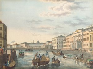 Uitzicht op de Fontanka-rivier in Sint-Petersburg, 1820s door Unbekannt