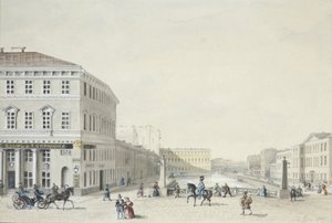 Uitzicht op de Moika-kade vanaf de Politiebrug, 1839 door Unbekannt