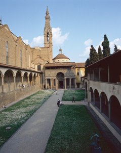 Uitzicht op de Pazzi Kapel, de gevel en Campanile (foto) door Unbekannt