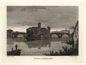 Uitzicht op het Tiber-eiland, Rome door Unbekannt