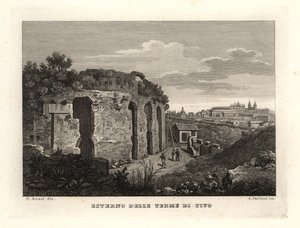 Uitzicht op de buitenkant van de Thermen van Titus, Thermae Titi, Terme di Tito door Unbekannt