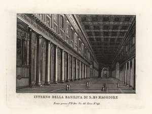 Uitzicht op het interieur van de Basilica di Santa Maria Maggiore, Kerk van Sint-Maria Major, Rome