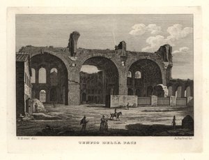 Uitzicht op de ruïnes van de Tempel van de Vrede of het Forum van Vespasianus, Tempio della Pace, Rome door Unbekannt