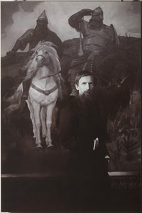 Viktor Vasnetsov voor zijn schilderij Bogatyrs