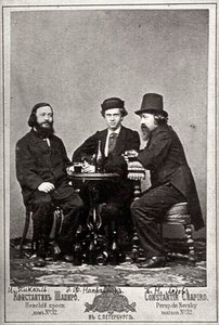 Violist Johann Pickel met componisten Eduard Nápravník en Anatoly Lyadov, 19e eeuw