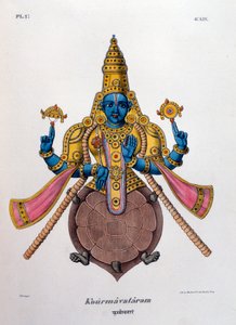 Vishnu, een van de goden van de hindoeïstische trinity trimurti, 1828