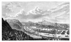 Vrijwilligersparade in het Queens Park, Edinburgh, Schotland, 1860