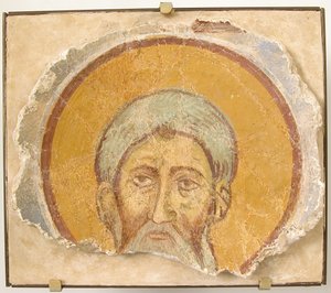 Muurschildering van een Mannelijke Heilige, Byzantijns, 12e eeuw, moderne restauratie door Unbekannt