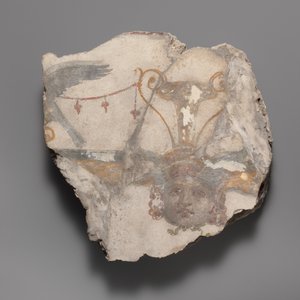 Muurschilderingfragment met Gorgon-masker, ca. A.D. 14-68