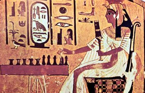 Muurschildering uit het graf van Nefertari, Thebe, Oud-Egypte, 19e dynastie, 13e eeuw v.Chr.