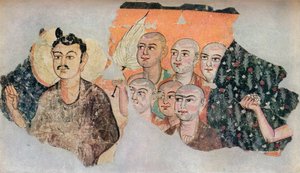 Muurschildering hersteld uit een verwoest heiligdom in Miran, ca. 300