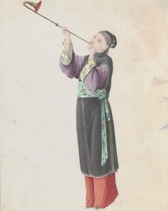 Aquarel van muzikant die laba speelt