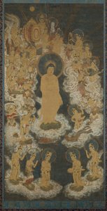 Welkomstnederdaling van Amida en Bodhisattva