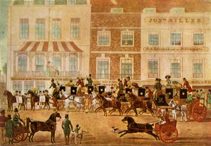 West Country Mails bij het Gloucester Coffee House, Piccadilly, ca. 1830 door Unbekannt