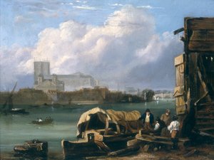Westminster vanuit Lambeth, na 1827 door Unbekannt