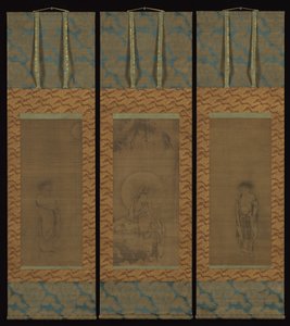 Witgeklede Guanyin met Hanshan en Shide