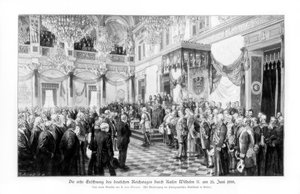 Wilhelm II en de ministers bij de opening van de Rijksdag 25 juni 1888, 1900 door Unbekannt
