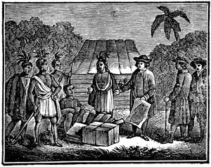 William Penn met Native Americans, Engelse Quaker kolonist, 1830