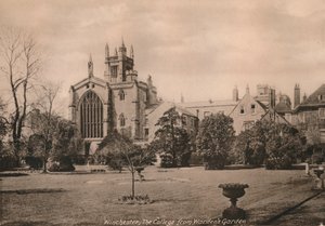 Winchester College vanuit de Wardens Garden, Hampshire, begin 20e eeuw