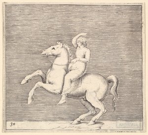 Vrouw op Steigerend Paard door Unbekannt