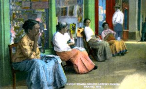 Vrouwen die loterijkaartjes verkopen, Panama-Stad, Panama