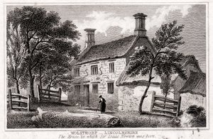 Woolsthorpe Manor, nabij Grantham, Lincolnshire, geboorteplaats van Sir Isaac Newton, begin 19e eeuw