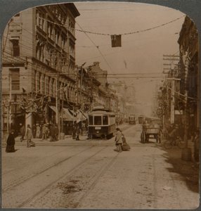 Yonge St., kijkend naar het noorden vanaf King St., het drukke centrum van Toronto, Canada, 1904