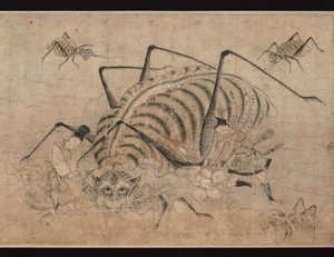 Yorimitsu doodt Tsuchigumo (detail van de rol Tsuchigumo no Soshi Emaki), 13e eeuw door Unbekannt