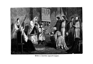 Jonge Peter de Grote ontvangt geschenken van de kooplieden, 1875 door Unbekannt