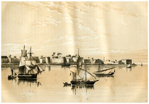 Zanzibar vanaf de zee, 1883