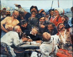Zaporozhye Kozakken schrijven een brief aan de Turkse Sultan