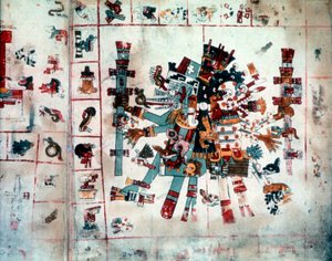 Zoomorfische vorm uit de Codex Borgianus, Mixtec, Pre-Columbiaans Mexico