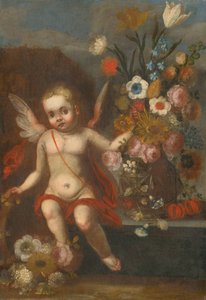 Stilleven met Amor II door Unbekannt