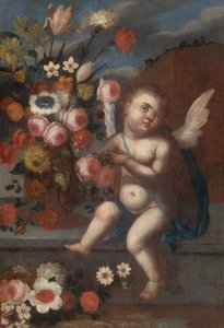 Stilleven met Amor I door Unbekannt
